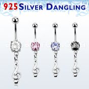 mcdvd17 steel belly banana w round cz silver musical note