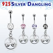 mcdvd23 steel belly banana w round cz stone silver triskele