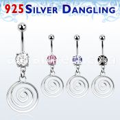 mcdvd32 steel belly banana w round cz stone silver swirl