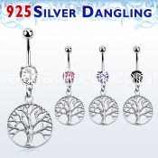 mcdvd4 belly banana w dangling silver tree of life symbol