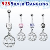 mcdvd6 belly banana w dangling silver david star symbol