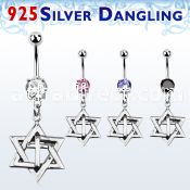 mcdvd7 belly banana w dangling silver david star w cross