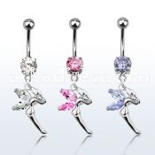 mcdz103 316l steel belly banana with prong cz fairy w cz wing