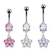 mcdz293 316l steel belly banana with round prong cz cz flower