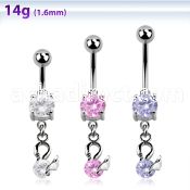 mcdz376 316l steel belly banana w 2 bezel swan w round cz