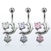 mcdz384 316l steel belly banana with cz dolphin star prong cz