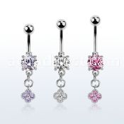 mcdz411 steel belly banana w and a dangling small flower w cz