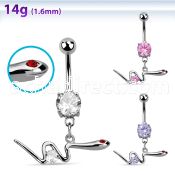 mcdz729 steel belly banana w dangling snake w crystal eyes