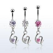 mcdz731 steel belly banana dangling fancy heart w a single cz 