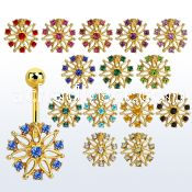 mdk700 anodized 316l steel belly banana w big crystal flower