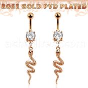 mdrz728 rosegold pvd plated steel belly banana cz snake