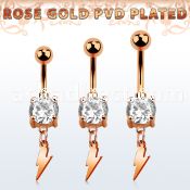 mdrzlit rose gold steel belly banana w cz lightning symbol