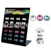 mg84 board of 6mm round crystal magnetic earrings in colors