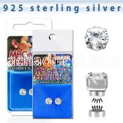 mgcz5 pair of silver magnetic earring studs with 5mm clear cz