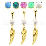 mgo584x gold steel belly banana w opal  colored bird wing