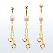 mgo652 gold steel belly banana w opal  hcuffs