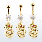 mgo721 gold steel belly banana w opal  dragon w crystal eyes