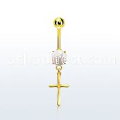 mgocrs gold steel belly banana w opal  plain simple cross