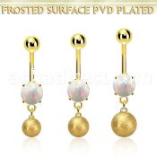 mgofot gold steel belly banana w opal  8mm frosted ball