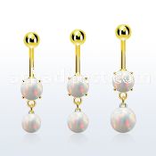 mgoopb gold steel belly banana w opal  8mm opal ball