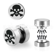 mip10 316l steel magnetic fake plug with bones skull logo