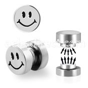 mip5 316l steel magnetic fake plug with smiley face logo