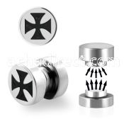mip9 316l steel magnetic fake plug with iron cross logo
