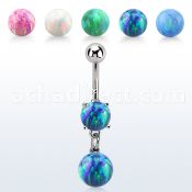 moopb8 steel belly banana w 7mm opal dangling 8mm opal ball