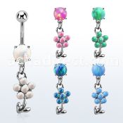 moopfl15 steel belly banana w 7mm opal dangling flower 5 petals