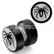 mpls11 black 316l steel magnetic fake plug w spider logo