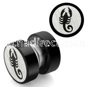 mpls12 black anodized 316l steel magnetic fake plug w scorpion