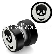 mpls9 black 316l steel magnetic fake plug with skull logo