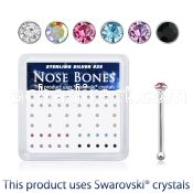 nb9mxsw 925 silver nose bones assorted swarovski crystal