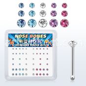 nbbxmm box of silver nose bones w 1 3 1 5 1 8mm color crystals