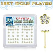 nbflbxcg 18k gold plated silver nose bones clear flower