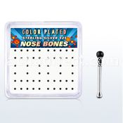 nbkbbx1 box w 52 silver nose bones w 1mm black plated ball tops