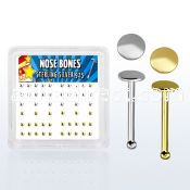 nbmx4 box w 52 pcs of silver nose bones w 2mm flat round tops