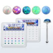 nbo25 box w 36 pc of 925 silver nose bones w 2.5mm opals glued