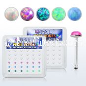 nbo2 box w 36 pc of 925 silver nose bones w 2mm opals glued