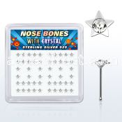 nbsarbxc box of silver nose bones with star w center crystal