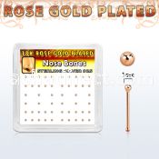 nbxrsb1 box of rose gold plated silver nose bone w 1mm ball top