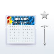 nbxsa box of silver nose bones with 2 3mm silver star tops