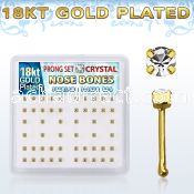 npbgc gold plated silver nose bones with 1 8mm prong crystals