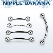 npbnb5 surgical steel nipple banana w two 5mm balls