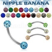 npbnfr5 surgical steel nipple banana 5mm multi crystal ferido balls resin cover