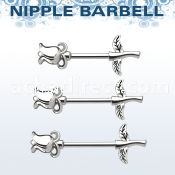 npsh3 surgical steel nipple barbell in a tulip design