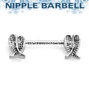 npsh4 surgical steel nipple barbell w wing pairs on both sides