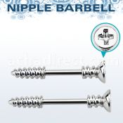 npsh5 316l steel nipple barbell w cross screw top screw tip
