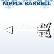 npsh8 316l steel nipple barbell with cone and casted arrow end