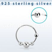 nr28 sterling silver nose hoop with 3mm fixed balls